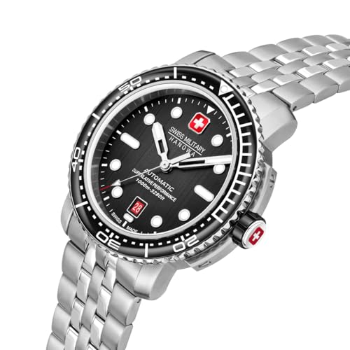 Image of Swiss Military Hanowa SMWGL0002001-SET - Swiss Made Round Black Automatic Watch for Men with Spare Bracelet