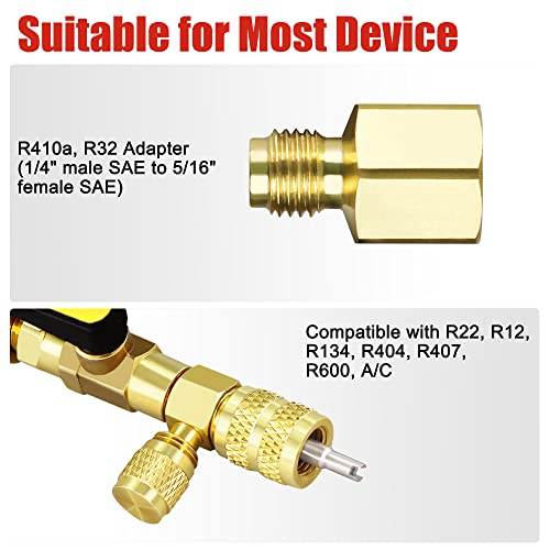 Valve Core Removal Hvac Tool, Ac Schrader Valve Removal Tool With Dual Size Sae 1/4 & 5/16 Port, R410 R32 Brass Adapter Air Conditioning Line Repair Tools For Refrigeration #TOP3