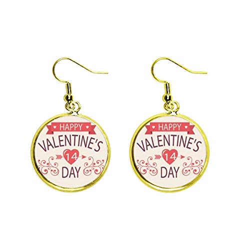 Pendientes de San Valentín de corazón y flecha dorados para mujer