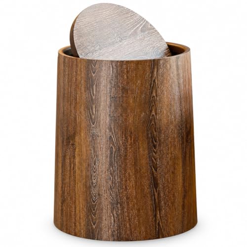 Corbeille à déchets en plastique grain de bois marron haut de gamme