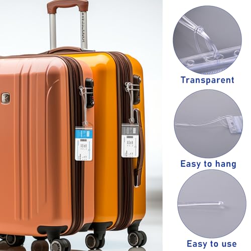 10 Pcs 6 Inch Clear Plastic Luggage Tag Straps - Transparent Name Tag Loop for Travel Suitcase Label Fastener, Bag Tags, ID Card Badge Holders Insert Bags4