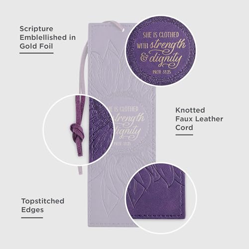 Image of Christian Art Gifts Faux Leather Scripture Bookmark: Strength and Dignity