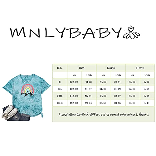 Plus Size Mama Shirt For Women Cute Mama Letter Print T Shirt Funny Mom Life Short Sleeve Tee Tops (Green, Xxxx-Large) #TOP6