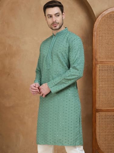 Image of Jompers Embroidered Cotton Kurtas for Men