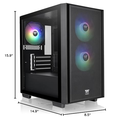 Image of Thermaltake Versa H16 TG ARGB Black Micro ATX Tower Case; Tempered Glass Side Panel; 3 Pre-Installed ARGB Fans; CA-1Y8-00S1WN-02; 3 Year Warranty