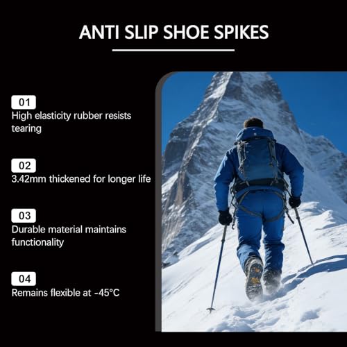 Antirutsch Spikes, 2026 Neu Anti Rutsch Schuhspikes, 1 Paar Ice Schuhkrallen mit 5 Zähne Universal Non-Slip Gripper Spikes Antirutsch Spike zum Überziehen Ice Grips für Schuhe Stiefel, Spazierengehen