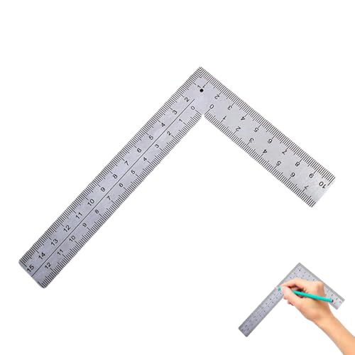 Image of L Shaped Ruler Framing Square 150mm x 100mm - 90 Degree Stainless Steel Engineers Square, Small Metal Right Angle Ruler with Double-Sided Metric Scale for Woodworking, Carpentry, Leather Craft & DIY