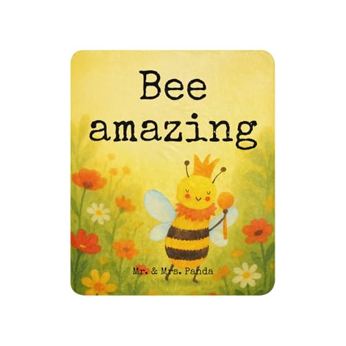 Mr. und Mrs. Panda Tagesdecke Biene König Design 130 x 155 cm - Geschenk, Heimdecke, Wärmedecke, Sofadecke, Kuscheldecke, Decke