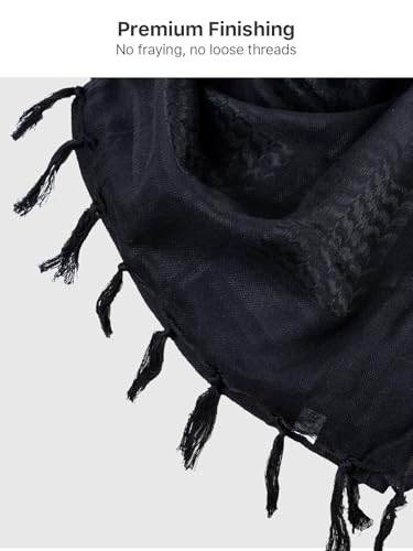 FREE SOLDIER Scarf Military Shemagh Tactical Desert Keffiyeh Head Neck Scarf Arab Wrap with Tassel for Men Women (Black) - Thumbnail 3