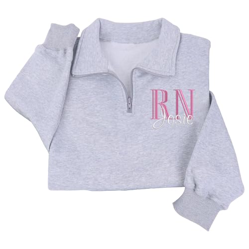 Custom Nurse Quater Zip Embroidered Sweatshirt, Customized RN CNA ICU MSN, Nurse Quarter Zip Sweatshirt2