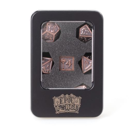 Epic Forge Set of 7 Metal Dice 16 mm (Metal Box) - Hammer Bronze