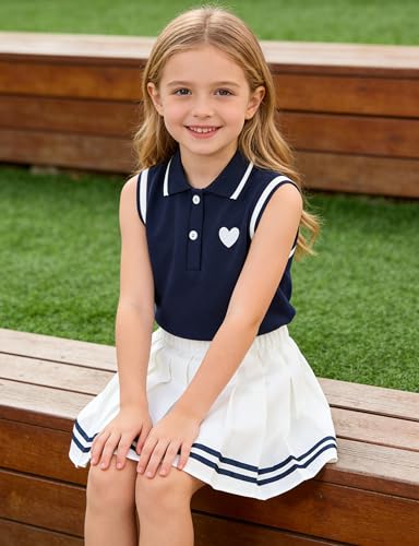 ALISISTER 4T 5T Girls Dress Size 4 5 Summer Navy Dresses for Kids Tennis Polo Glof Sleeveless Dress for Todder Girl Casual School Athletic Uniform Outfits Pleat Skirt Sundress — view 5