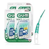 GUM Soft-Picks Advanced, Easy to Use Dental Picks for Teeth Cleaning and Gum Health, Disposable Interdental Brushes with Convenient Carry Case, Dentist Recommended Dental Picks, 90ct (4pk)