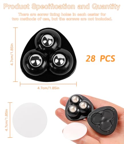 Cexovo Ruedas Giratorias 28 Piezas 360 Grados Pequeñas para Muebles Mini Ruedas Adhesivas Giratorias Basura Ruedas Pequeñas para Muebles para Muebles Pequeños - imagen 2