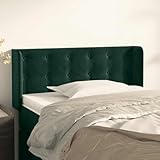 Ordellia Tête de lit avec oreilles vert foncé 83 x 16 x 78/88 cm, en velours doux, réglable en hauteur, pieds en bois robuste, pour chambre à coucher, complément de lit rembourré