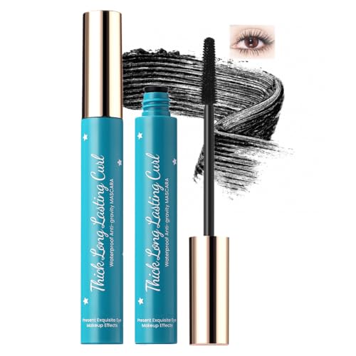 Image of 2 Pcs Waterproof Black Tubing Mascara for Mature Women, Smudge-Resistant Lengthening and Volumising Mascara, Buildable Clump-Free Curl Lift Formula