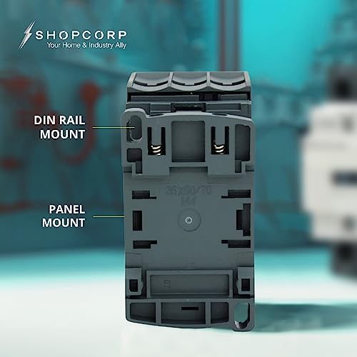 Shopcorp 30 Amp 3 Pole Normally Open Iec 660V Contactor Switch, Auxiliary 1No/1Nc –110-120Vac Coil, Lighting Contactor With Mounting Base For Din Rail- Inductive 32A And Resistive 50A #TOP6