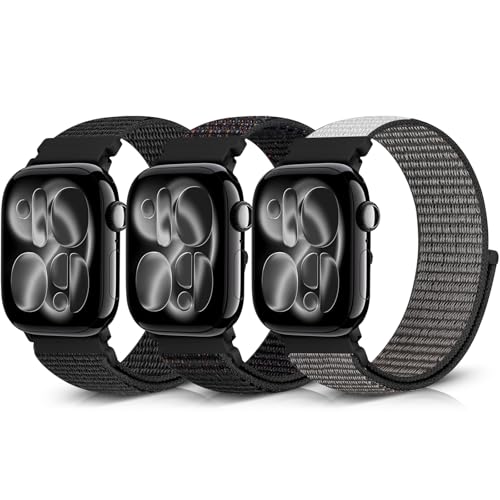 Bcuckood Nylon Sport Bands Compatible with Apple Watch Band 49mm 45mm 46mm 44mm 42mm 41mm 40mm 38mm Women Men, Adjustable Solo Loop Bands for iWatch Series 11 10 9 8 7 6 5 4 3 SE Ultra 2 1, 3 Pack