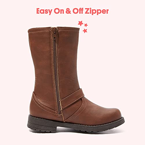 Fabkids Fashion Riding Boot Easy On Off Side Zipper Boots (Toddler Little Kid Big Kid), Brown, Size T6 #TOP2