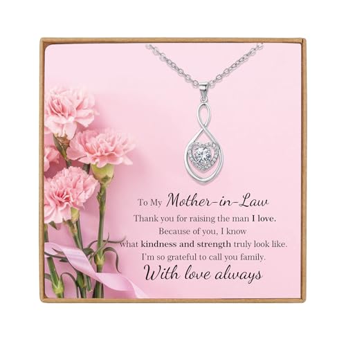 Vanjewnol Mother in Law Necklace Gift for Mother in Law from Daughter in Law Mothers Day Birthday Christmas Jewelry Gift Silver Infinity Heart Necklace for Women N01N