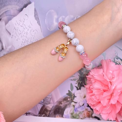 Image of Dance Recital Gifts for Girl - Natural Stone Dance Bracelet Ballerina Jewelry, Dancing School Competition Gifts for Dance Lover Ballet Teacher Friends Mate