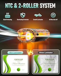 Qfun Plastificatrice A3 con 30 Fogli Plastificatrice per A3 A4 A5 A6, 9 in 1 Riscaldamento Rapido Plastificatore, Caldo e Freddo Plastificatori con Taglierina e Arrotondatore per Ufficio Scuola Casa