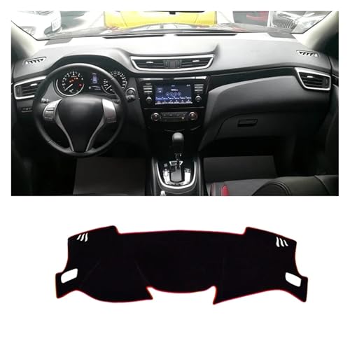 Parasol para tablero de Nissan Qashqai J11 contra reflejos y calor con borde rojo izquierdo