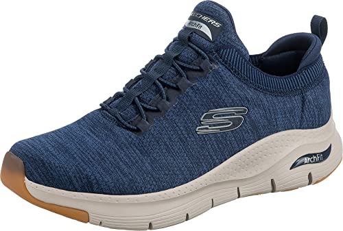 Skechers Herren Arch Fit Waveport Sneaker, Navy Mesh Trim, 42.5 EU