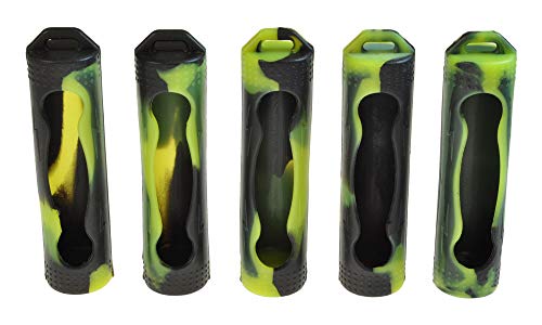 Armerah 18650 eCig Vape Akku-Schutzhülle, Silikon, Gummi, Schwarz, Gelb, 5 Stück Cover