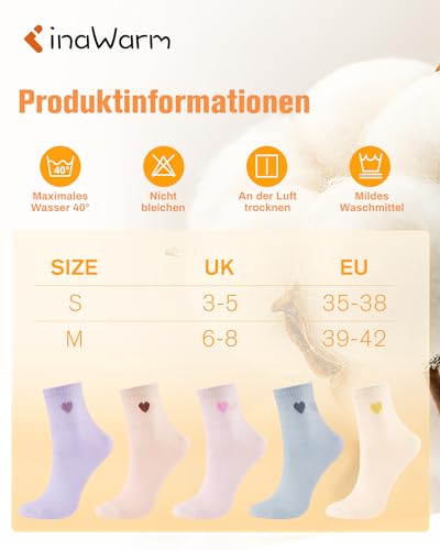 inaWarm Sneaker Socken Damen, Baumwolle Quarter Socken, Atmungsaktiv Tennissocken Damen, Bequeme & Hautfreundlich Baumwollsocken für Alltag, Arbeit & Sport 5 Paar (Geschenkbox)