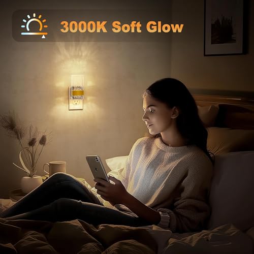 Image of JandCase Night Lights Plug into Wall, Dusk to Dawn Sensor, 3000K Soft White LED, Acrylic Bubble Design, 0-100lm Adjustable Brightness, 2-Pack for Bedroom, Bathroom, Living Room, Hallway