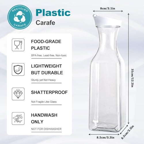 image for ZWYSLFCY Set of 4 Plastic Carafe with Lid, 50 Oz Carafes for Mimosa Ba