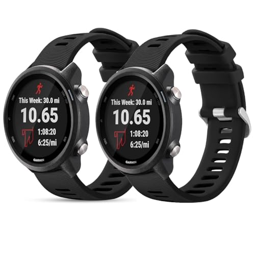 Shecret 2 Pezzi 20mm Cinturini per Garmin Vivoactive 3/3 Music/Venu/Venu 2 Plus/Sq/Forerunner 245/645/55, Braccialetto Morbido di Ricambio in Silicone per Garmin Vivomove HR/Instinct 2S, Nero Nero