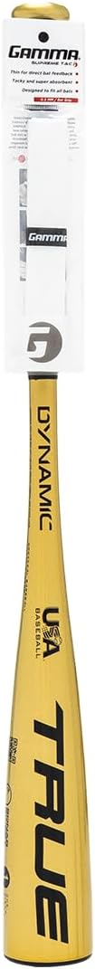 True Temper Dynamic -11 USA Baseball Bat (2 5/8") – One-Piece Alloy Youth Bat with AXENIC Seamless Barrel-to-Handle Tech + Gamma Grip Bundle – Lightweight & Balanced for USA Leagues