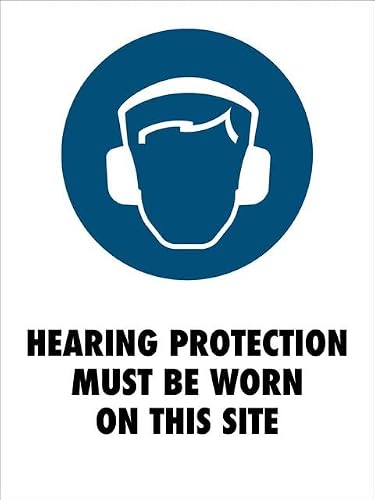 Xewazd A1150 8"X12" Aluminum Tin Sign - Hearing Protection Must Be Worn Site Safety Notice, Wall Decor Plate