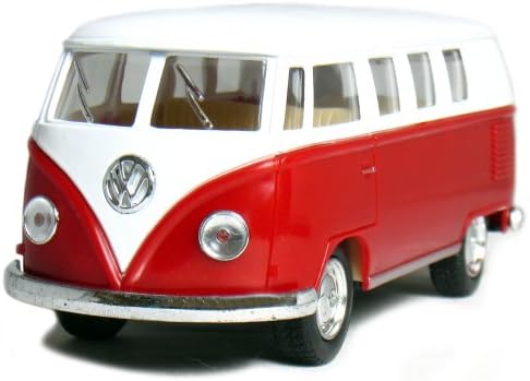 Castle Toy 5" Pull Back n Go Action Die-Cast 1962 VW Classic Bus (1/32 Scale), Maroon