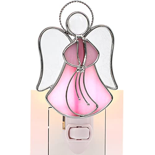 Kundgla Angel Stained Glass Night Light Decorative Wall Plug In Nightlight For Hallway Bedroom Bathroom Kitchen Home Décor, Gift For Birthday Christmas Valentine Holidays - Pink Angel #TOP30