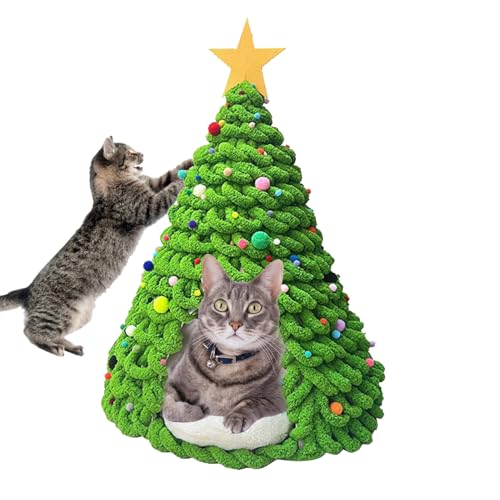 クリスマスツリー キャットハウス キット | 子猫用ケイブベッド材料セット - 快適なペット用ケイブベッドテントハウス手作りキット 猫犬冬用暖かい寝床