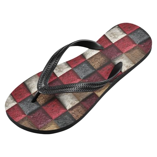 Flip Flop Sandals Red Wood Texture Print for Women Men Beach Outdoor XS2