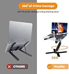 Moallia Support pour ordinateur portable 360 Base tournante, ordinateur portable Notebook Riser Support en métal pour le travail de bureau collaboratif, entièrement pliable pour un stockage facile, convient à tous MacBook, Ordinateurs portables jusqu'à 16 pouces, noir