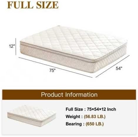 Full Size Mattress,12 Inch Hybrid Full Mattress in a Box with Memory Foam and Pocket Spring for Pressure Relief & Comfort Sleep & Zoned Support, Medium Firm