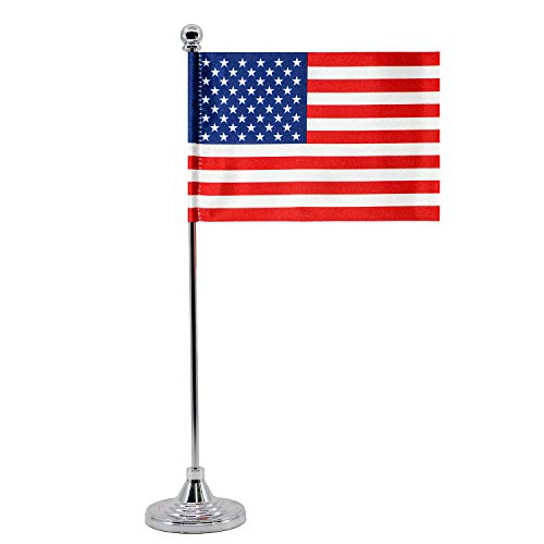 Small American Flag - Mini American Us Table Flag, Desk Flag With Metal Pole And Stand - Perfect For Veterans Day, Memorial Day, Home Office Desk & Decorations #TOP17