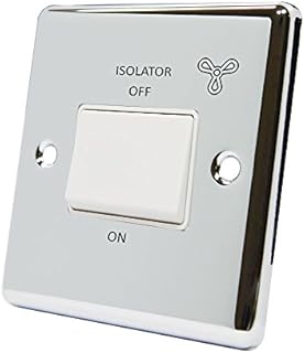 AET CPCFANWH Polished Chrome Classical White Insert Plastic Rocker Switch-10 Amp 3-Pole Fan Isolator Switch