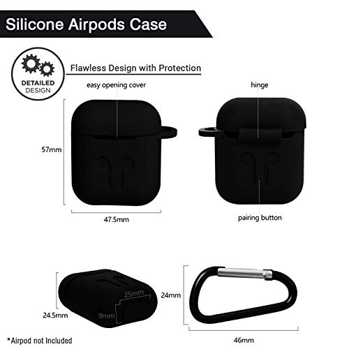 Image of Colorcase Silicone Shock Proof Protection Sleeve Skin Carrying Bag Box Cover Case for Apple AirPods 1& Apple Airpods 2 Wireless Headset Earphone (Black)