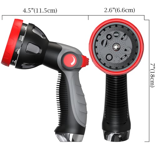 image for HmiL-U Garden Hose Nozzle - 10 Adjustable Patterns Metal High Pressure