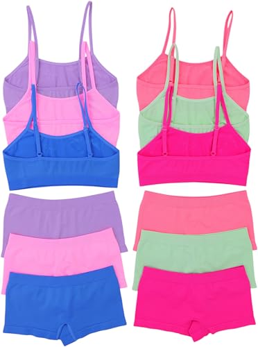 Image of ToBeInStyle Girl Pack of 6 Set Spaghetti Strap Training Bras & Boyshorts Bikinis
