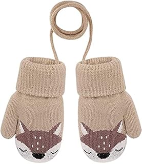 JINTN Girls,Accessories,Gloves & Mittens JINTN Kids Cartoon Fox Winter Warm Glove Boys Girls Knitted Hanging Neck MittenToddler Full Finger Glove with Rope Children Hand Covers Outdoor Thermal Mitten Birthday Xmas Gift