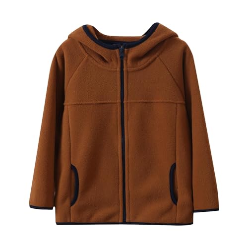 Kids Fleece Jacket Zip Plush Fleece Soft Outwear Winter Casual Comfy Boys Girls Coat Color Block Sports Coat Top