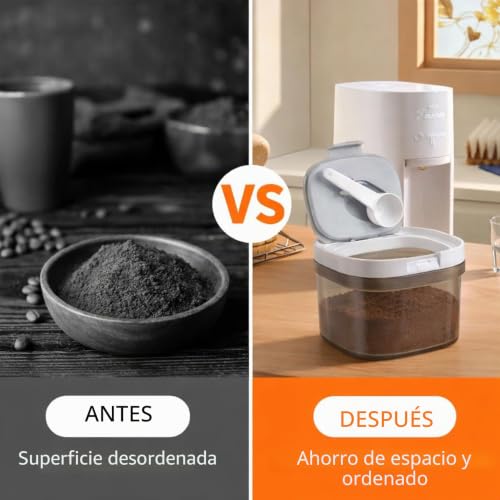Miniatura 4 de Zoeqide Bote Cafe-800ml Hermético Recipiente Para Café Bote De Café Molido Con Cuchara Recipientes Alimentos Transparentes Y Sin Bpa Se Utiliza Para Moler Cafe Especias Hierbas Dulces Bocadillos