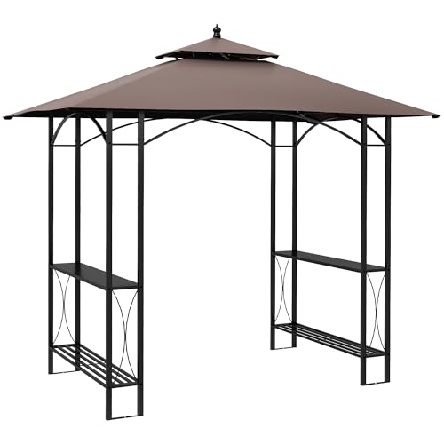 Outsunny 2.5 x 1.5m BBQ Tent Canopy Patio Outdoor Awning Gazebo Party Sun Shelter - Coffee